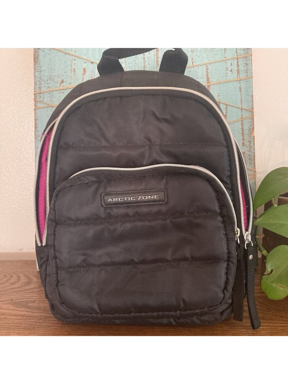 Arctic Zone Quilted, Insulated Backpack Style Lunch Pack  Black Antibacterial